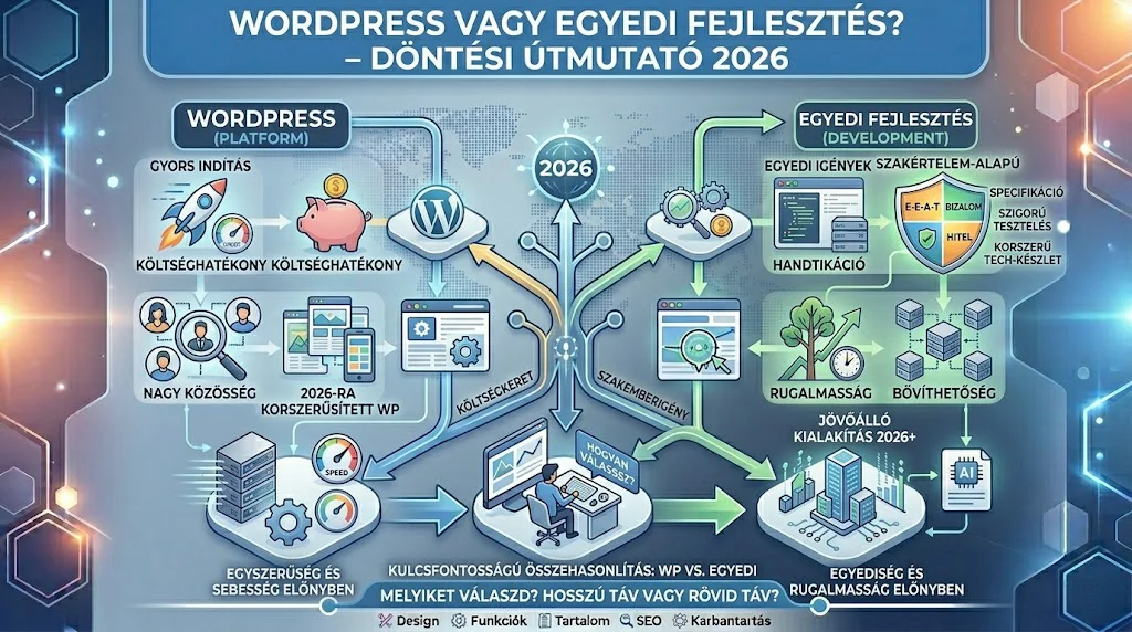 WordPress vagy egyedi fejlesztés? – Melyiket válaszd 2026-ban?